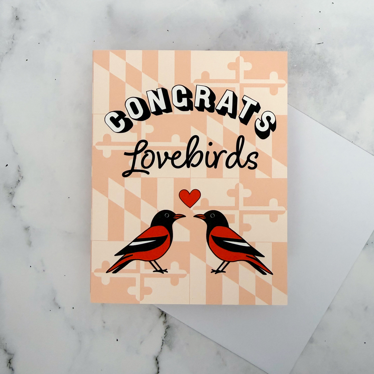 “Congrats Lovebirds” Orioles-Inspired Greeting Card