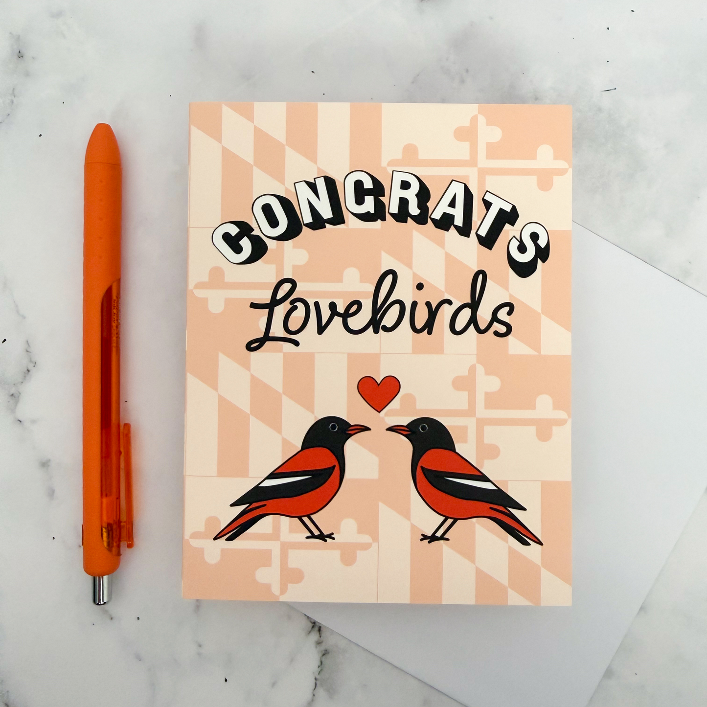 “Congrats Lovebirds” Orioles-Inspired Greeting Card