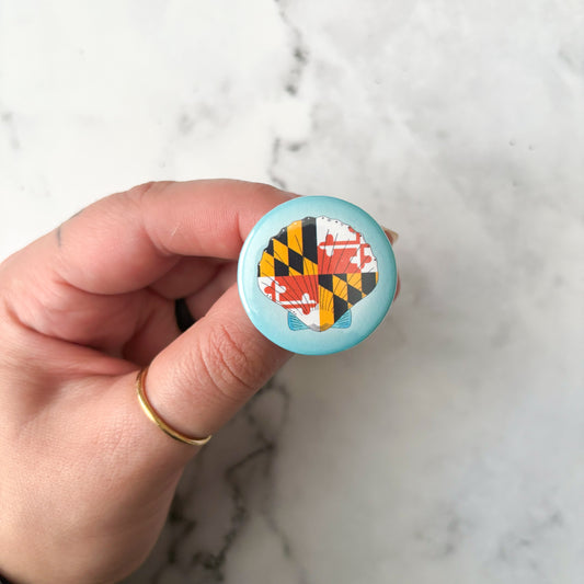 Maryland Seashell Button / Badge (Buy 4 Get 1 FREE)