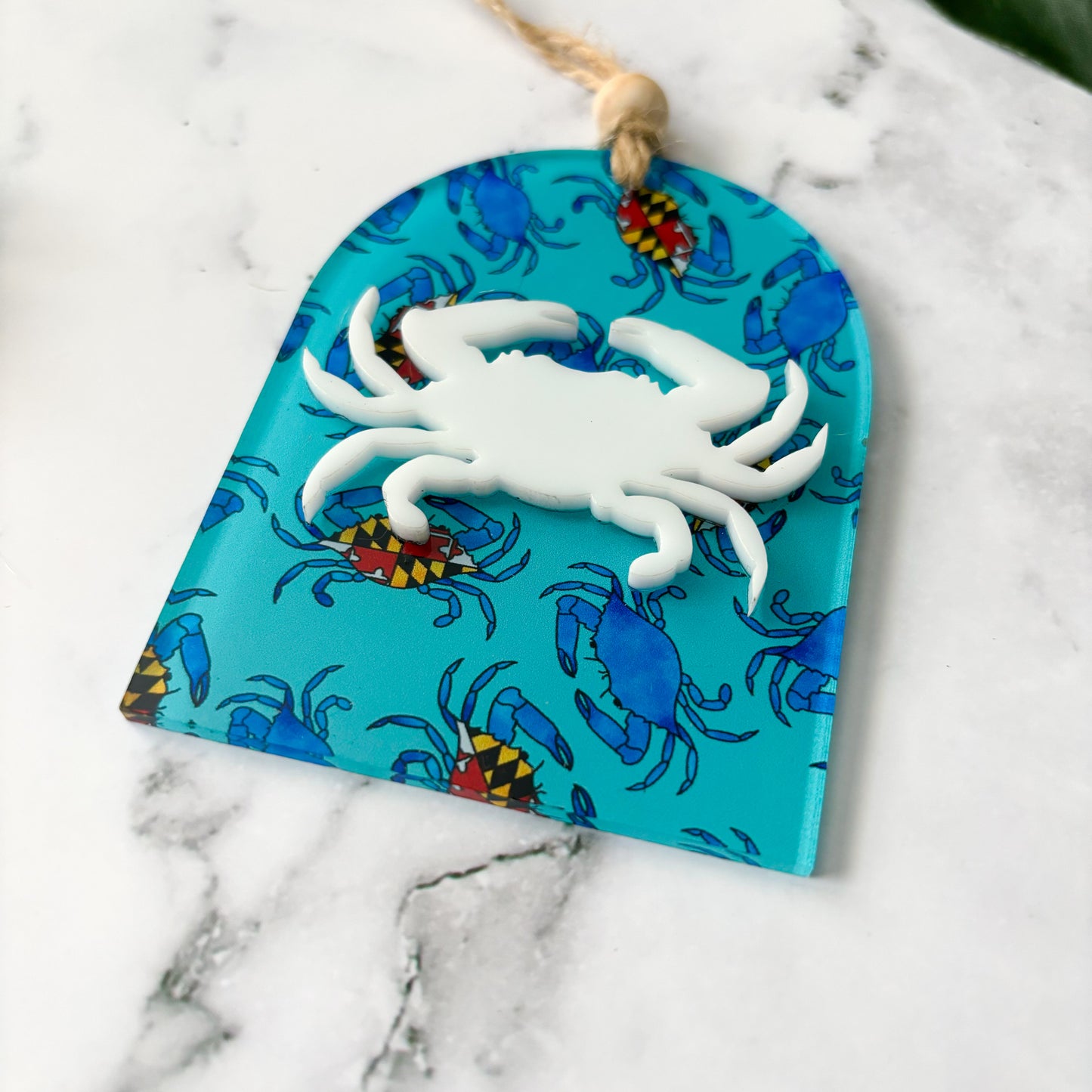 Maryland Blue Crab Patterned Acrylic Holiday Ornament