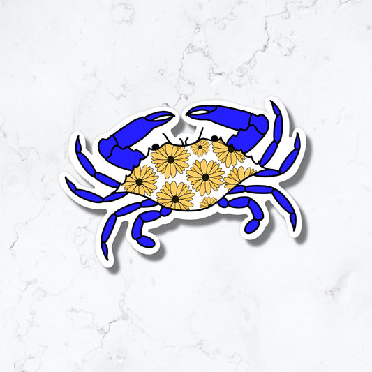 Blue Maryland Crab Black Eyed Susan Flower Sticker