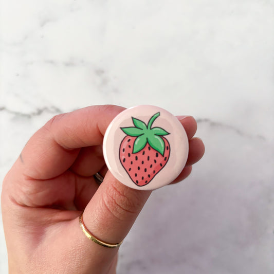 Strawberry Button / Badge (Buy 4 Get 1 FREE)