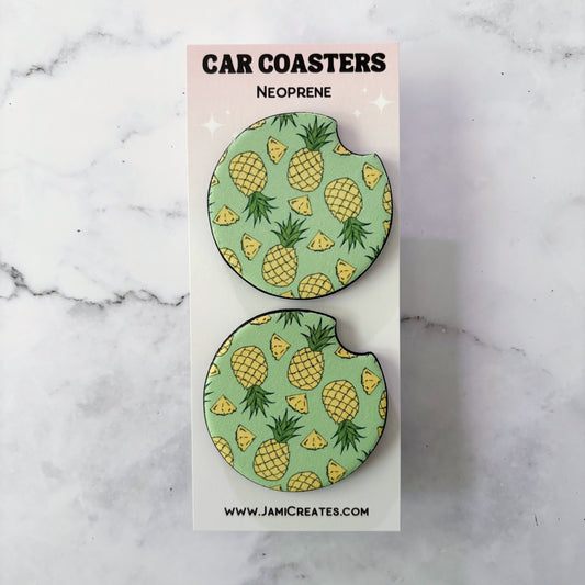 Sage Pineapple Car Coasters