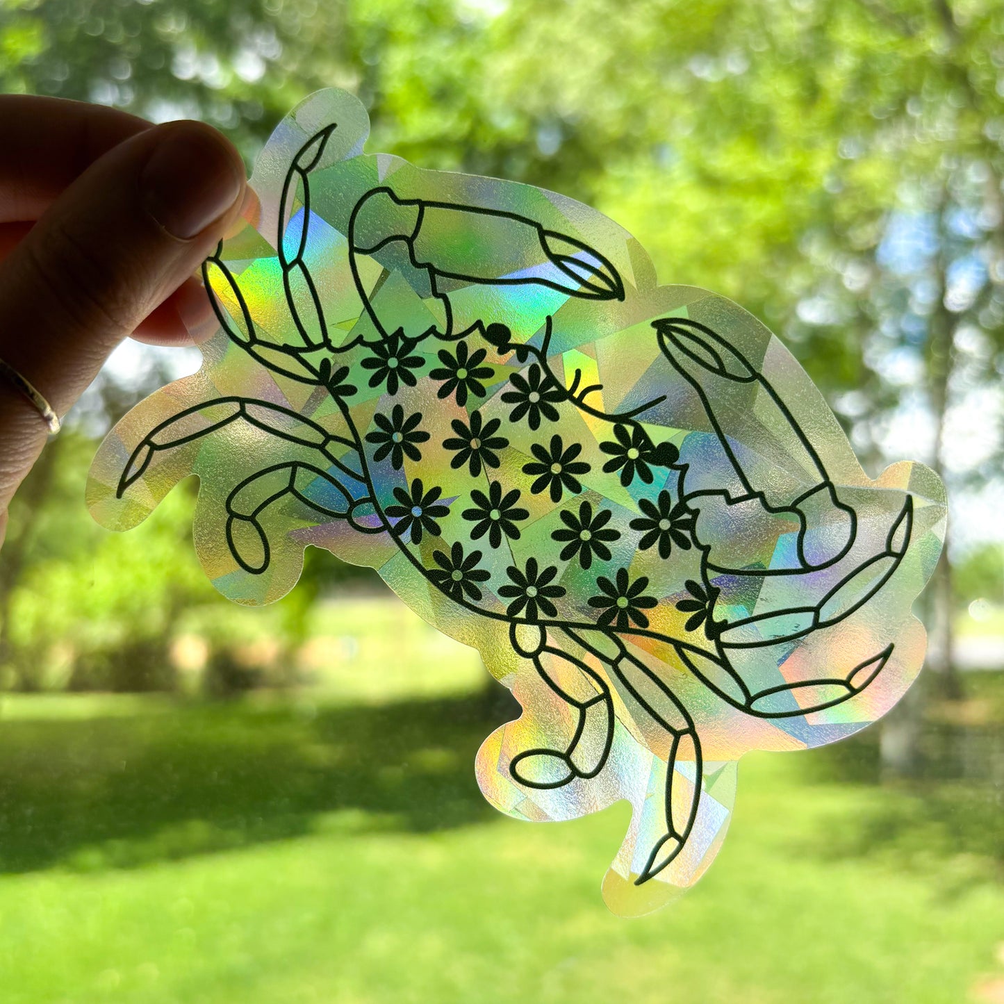 Floral Maryland Crab Suncatcher Decal