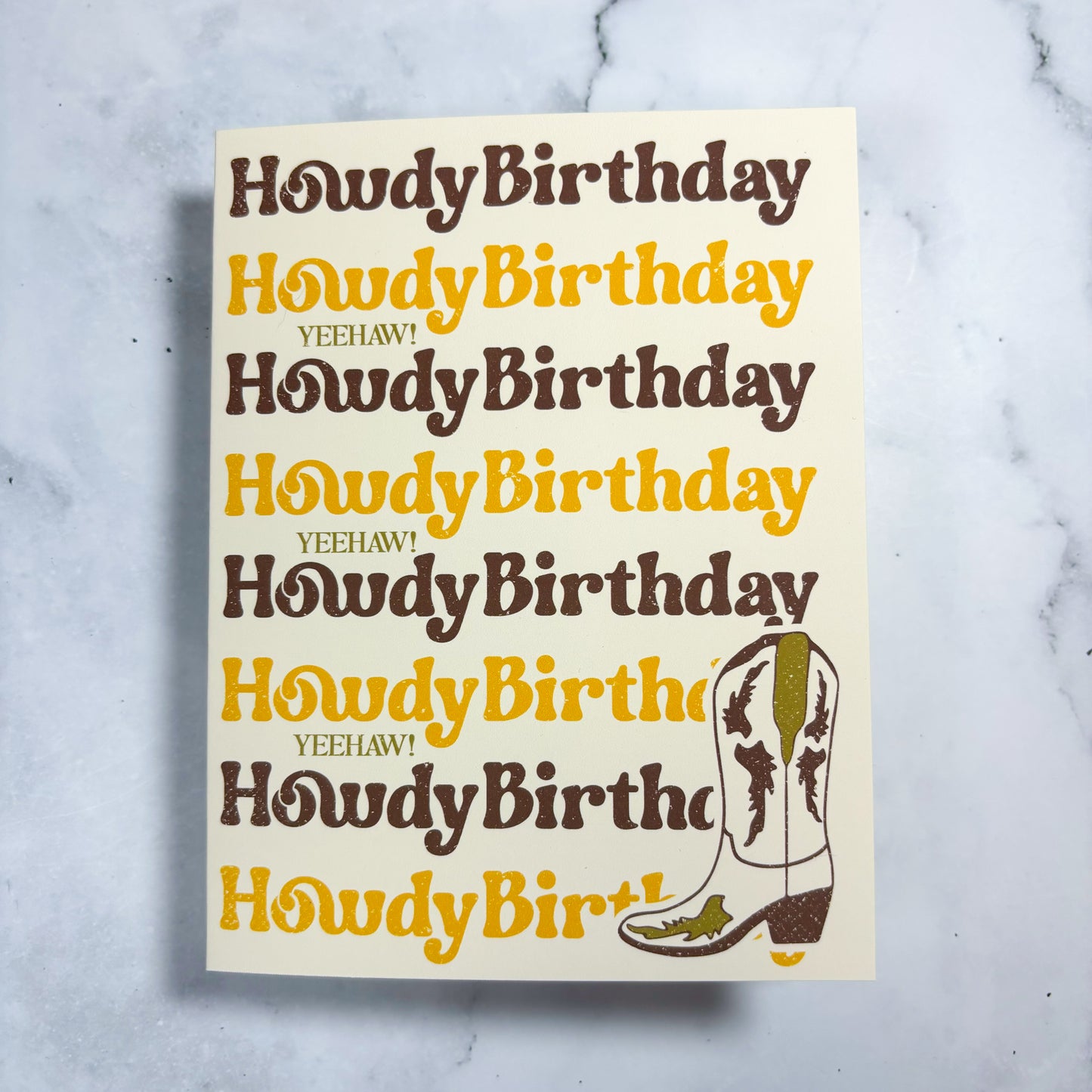 Howdy Birthday Cowgirl Boot Greeting Card