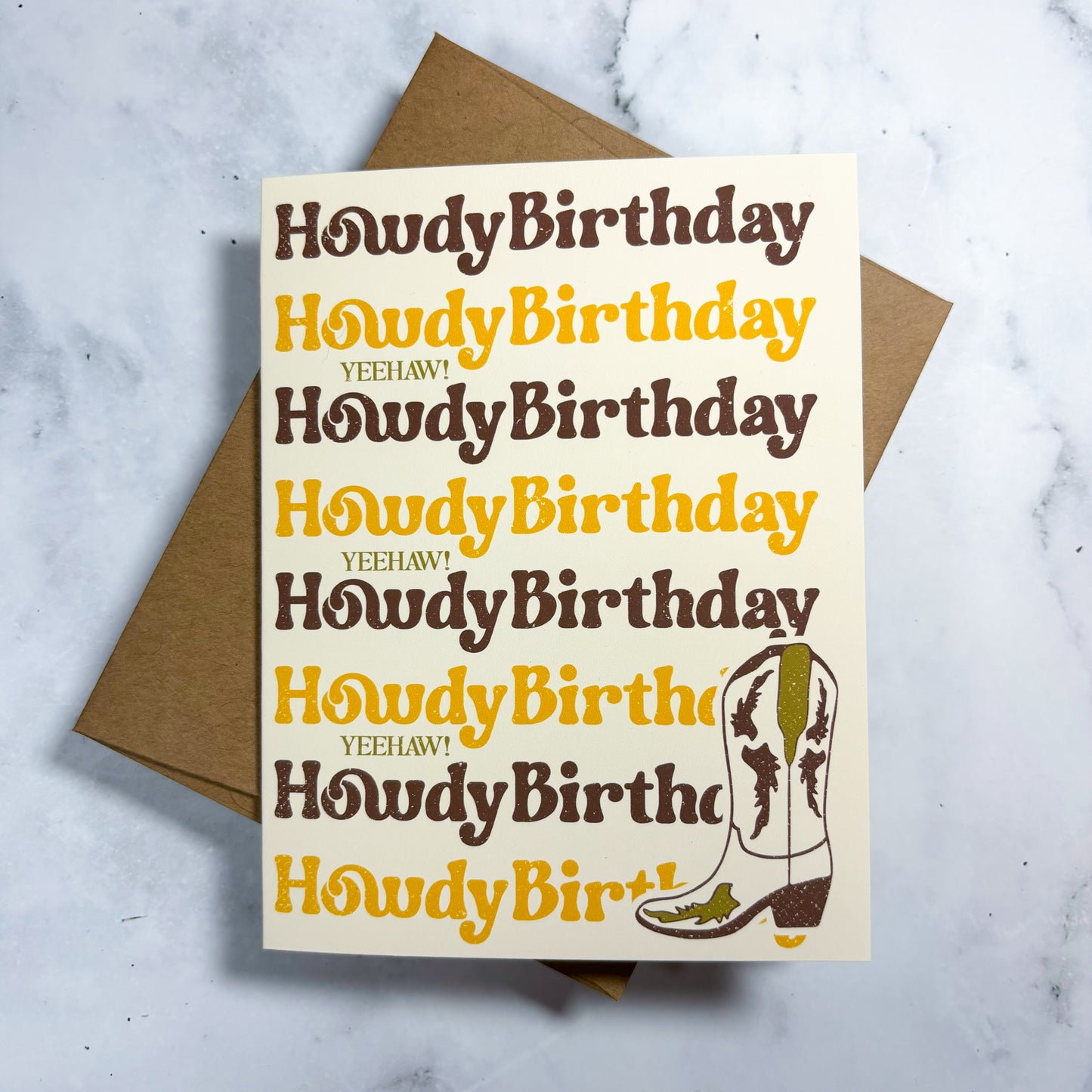 Howdy Birthday Cowgirl Boot Greeting Card