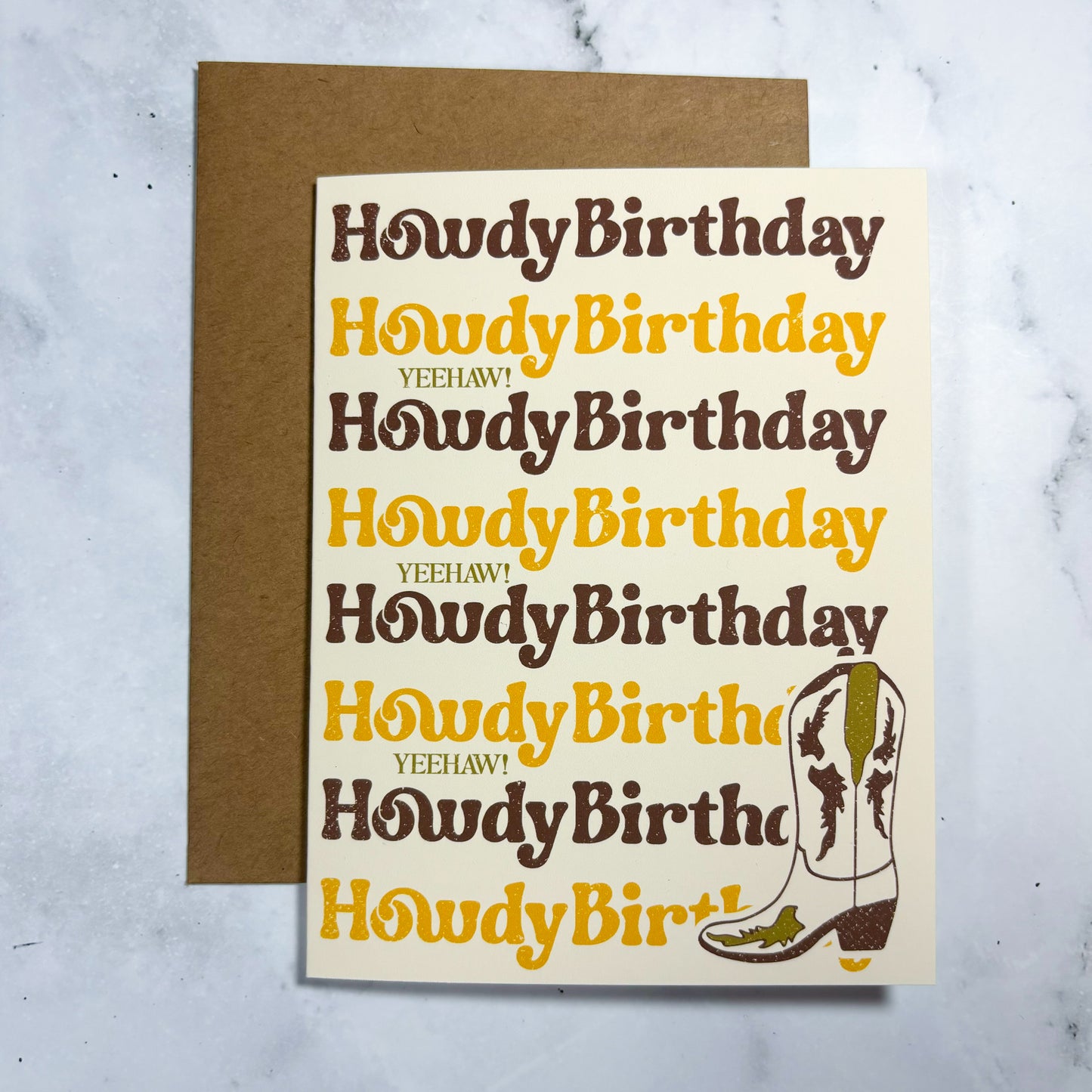 Howdy Birthday Cowgirl Boot Greeting Card