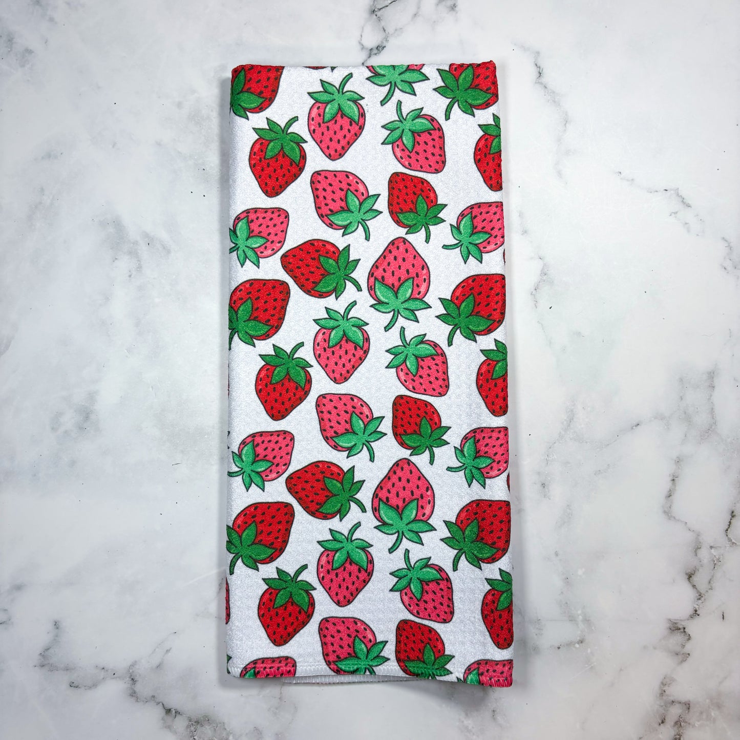 Strawberry Patterned Waffle Kitchen Dish Towel