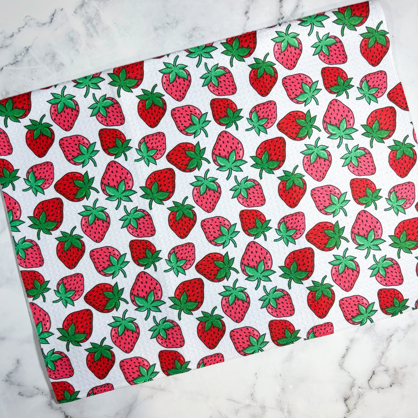 Strawberry Patterned Waffle Kitchen Dish Towel