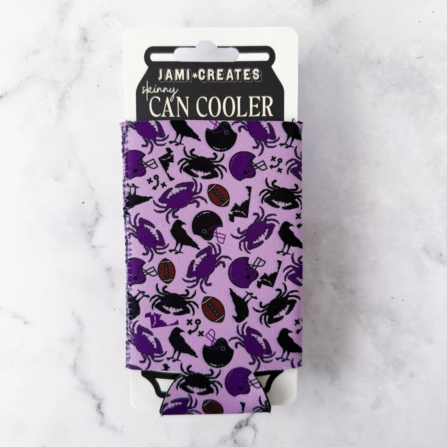 Baltimore Ravens Football Patterned Skinny Can Cooler Koozie