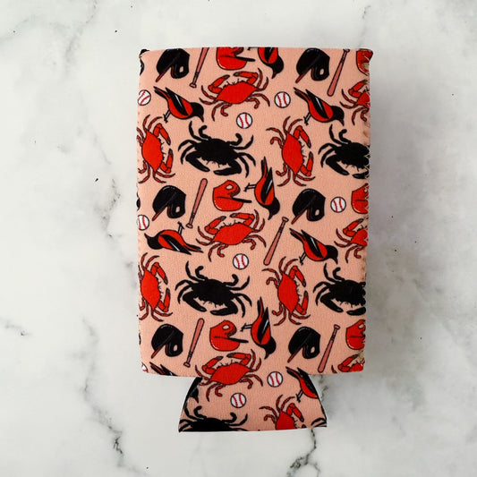 Baltimore Orioles Baseball Patterned Skinny Can Cooler Koozie