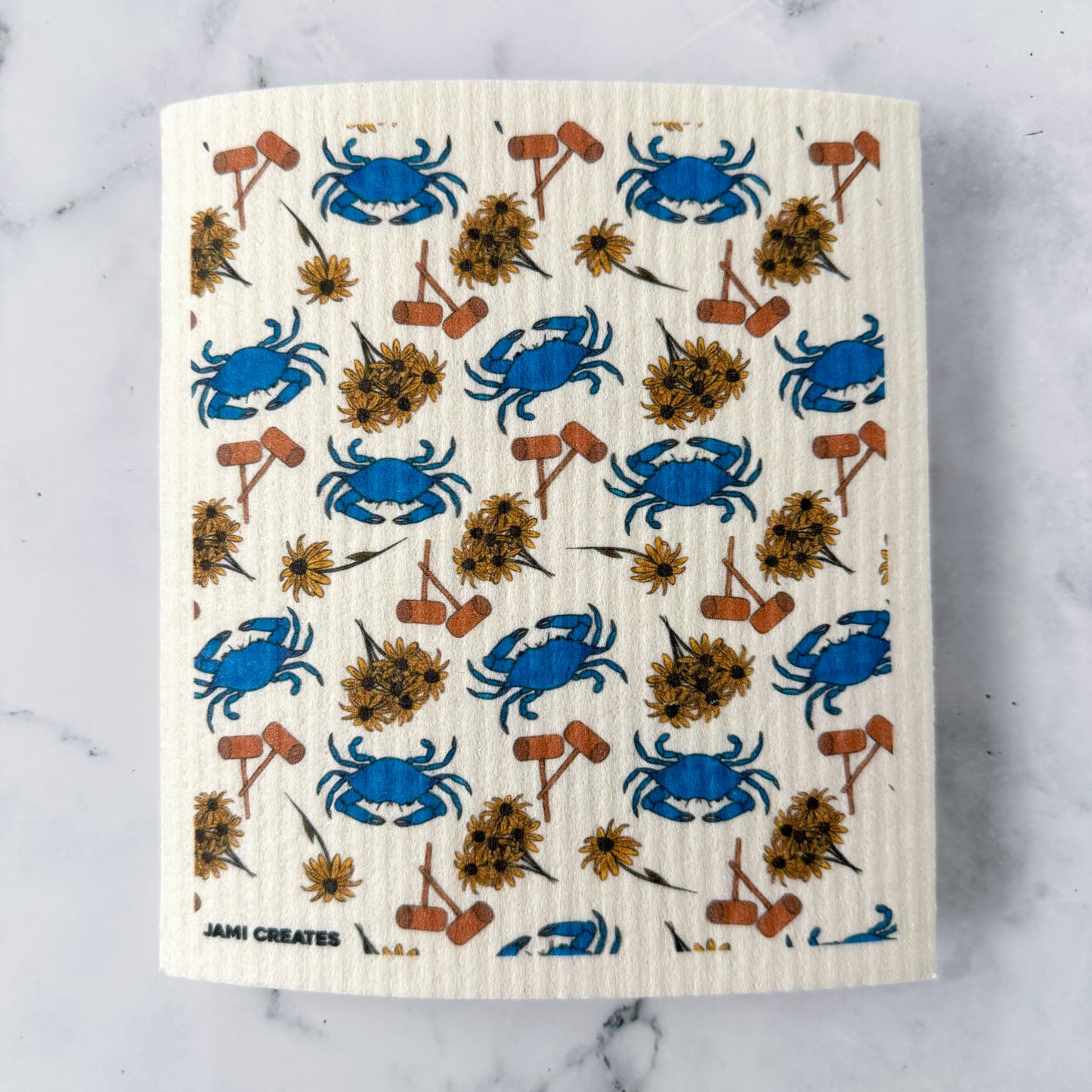 Maryland Crab Feast Patterned Swedish Dish Cloth