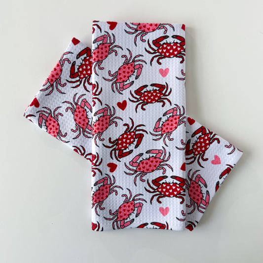 Maryland Valentine's Day Crab Kitchen Dish Towel