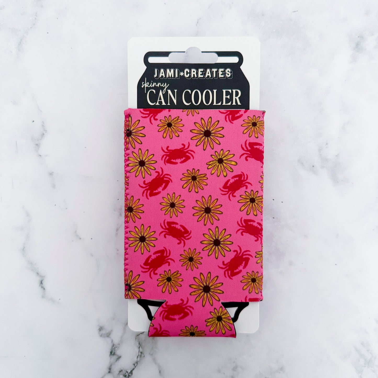 Pink Crab Skinny Can Cooler Koozie