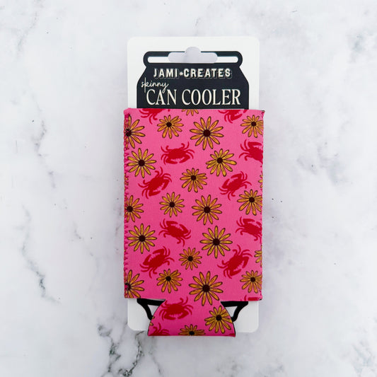 Pink Crab Skinny Can Cooler Koozie