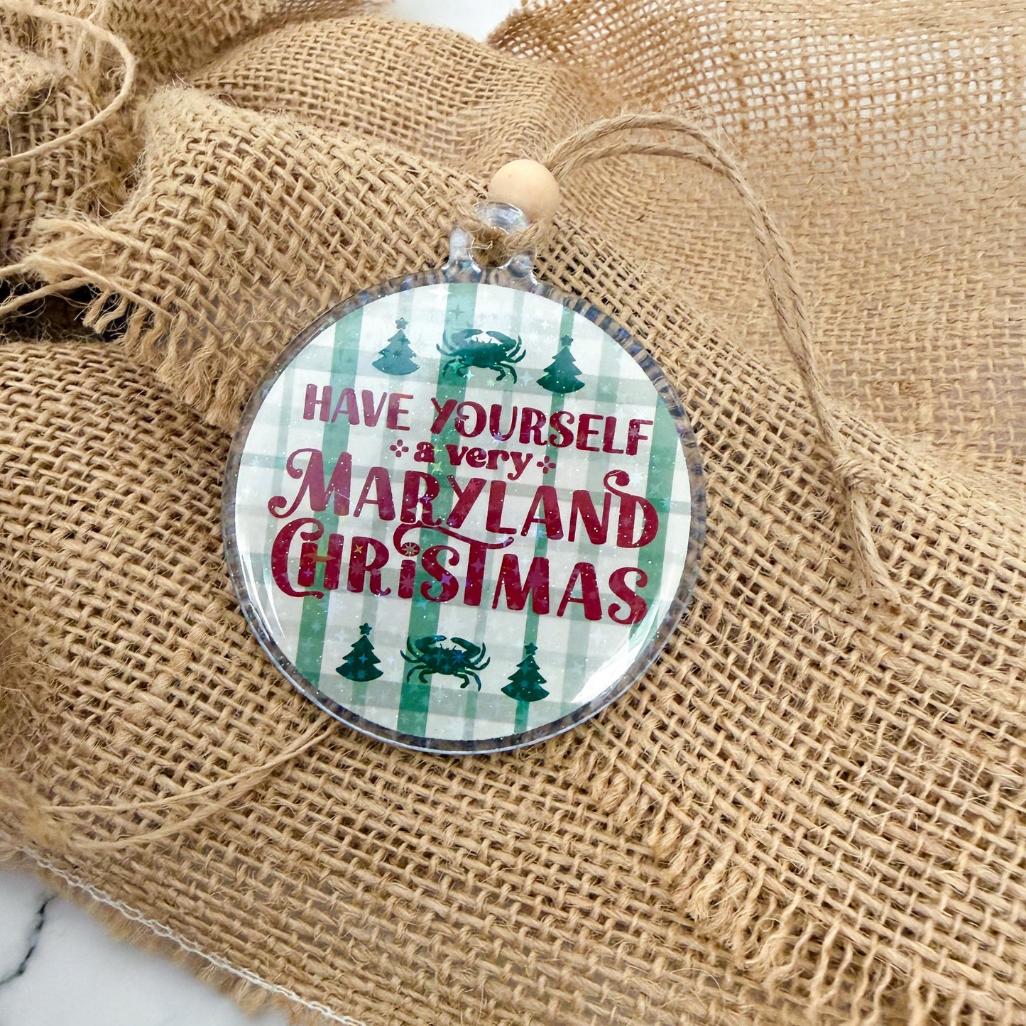 Have Yourself a Very Maryland Christmas Glitter Ornament