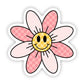 Smiley Retro Checkered Flower Sticker