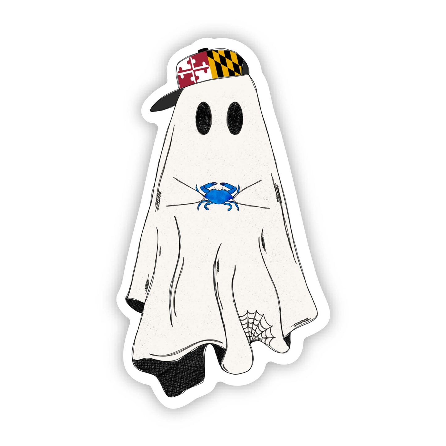 Maryland Hipster Ghost Sticker