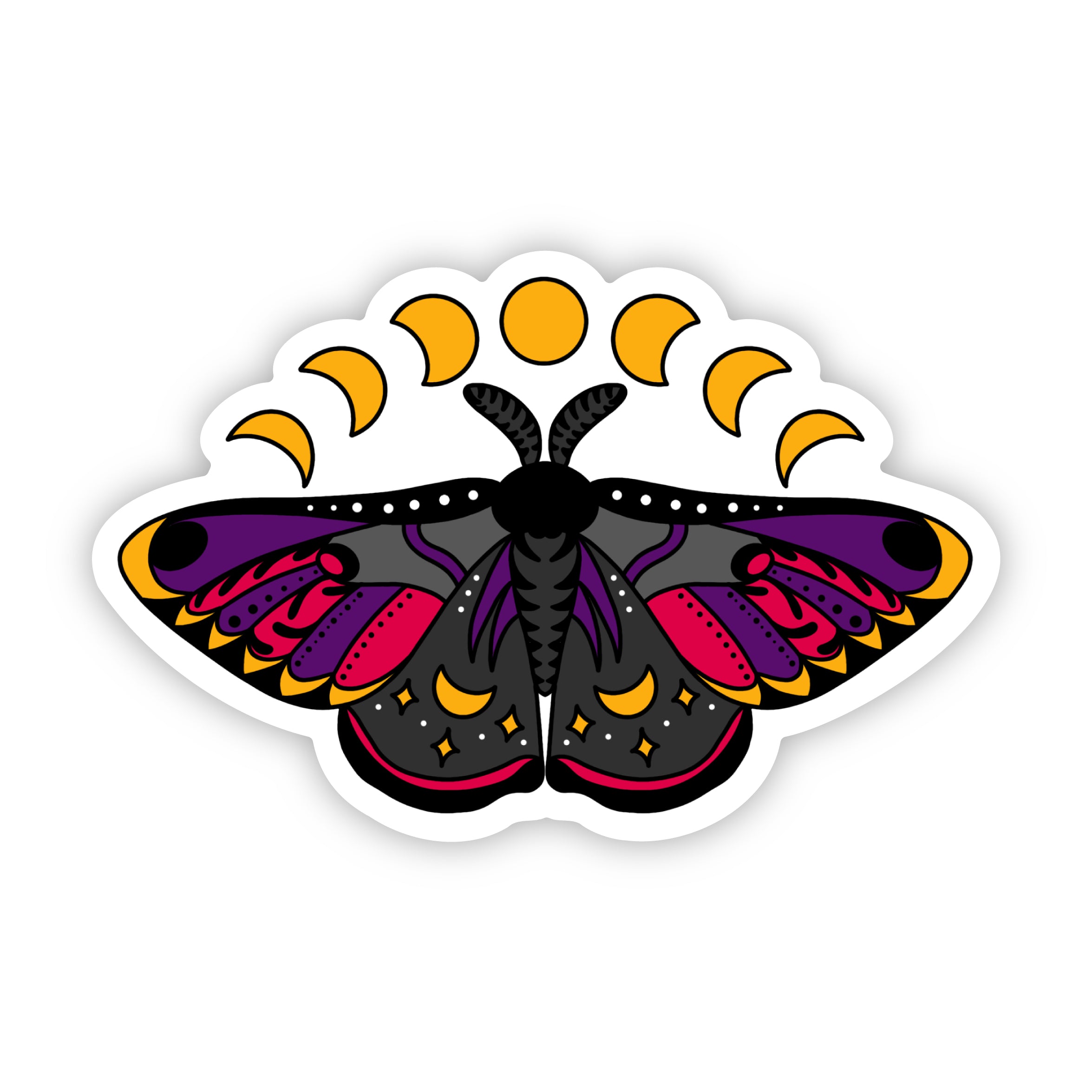 Moon Moth Sticker Celestial Moon Phase Moth Sticker – Jami Creates