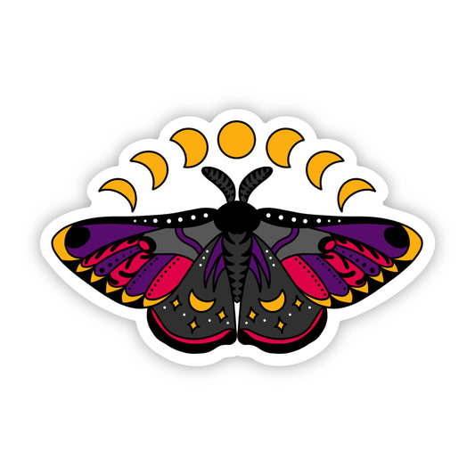 Celestial Moon Phase Moth Sticker