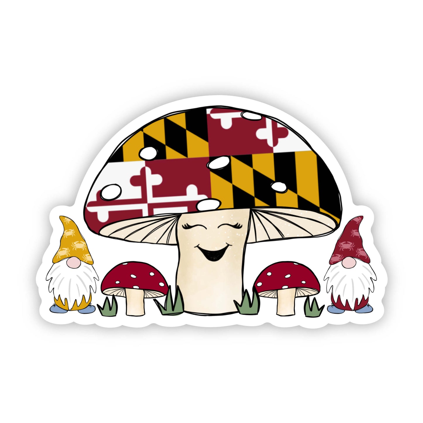 Maryland Mushroom & Gnome Friends Sticker