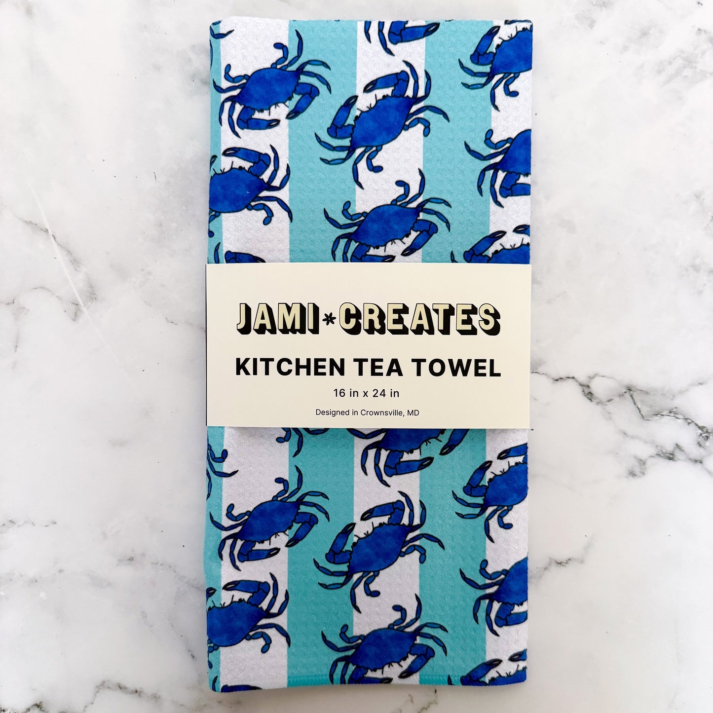 Maryland Blue Crab Striped Kitchen Dish Towel