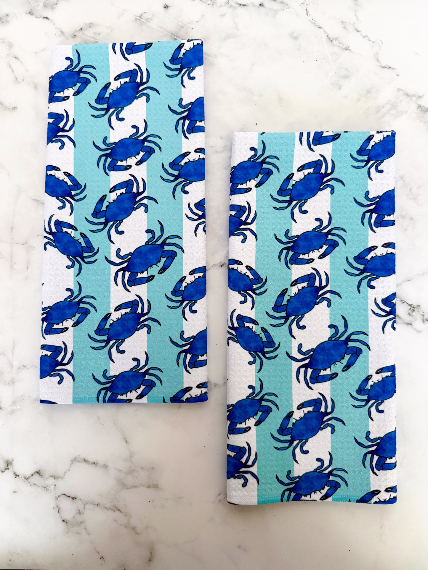 Maryland Blue Crab Striped Kitchen Dish Towel