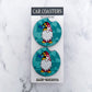 Car coasters with maryland gnome design on a turquoise flag background