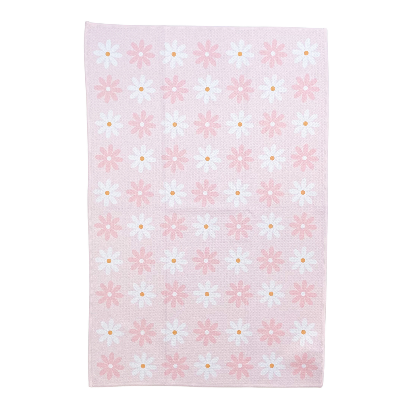 Pink Flowers Patterned Waffle Kitchen Dish Towel