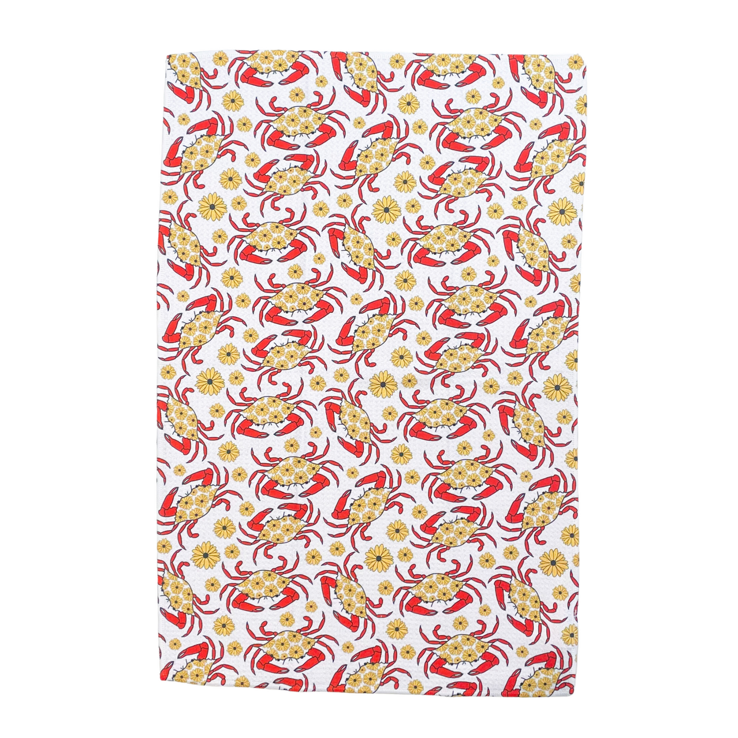Maryland Red Crab Patterned Waffle Kitchen Dish Towel