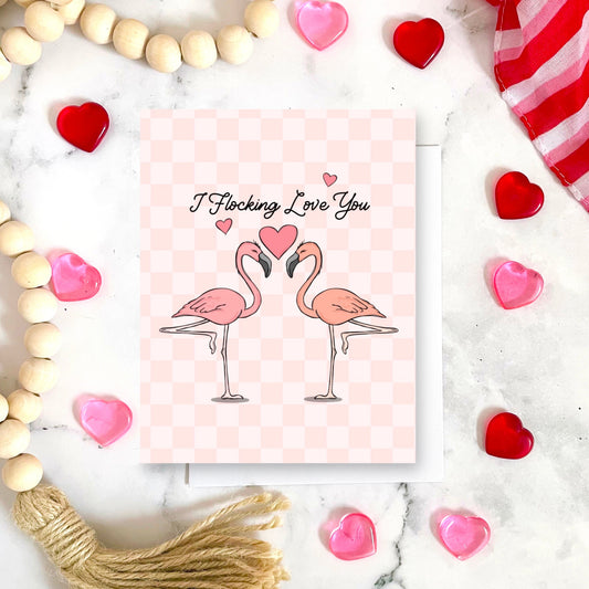 Flamingo Valentine’s Day Pun Greeting Card