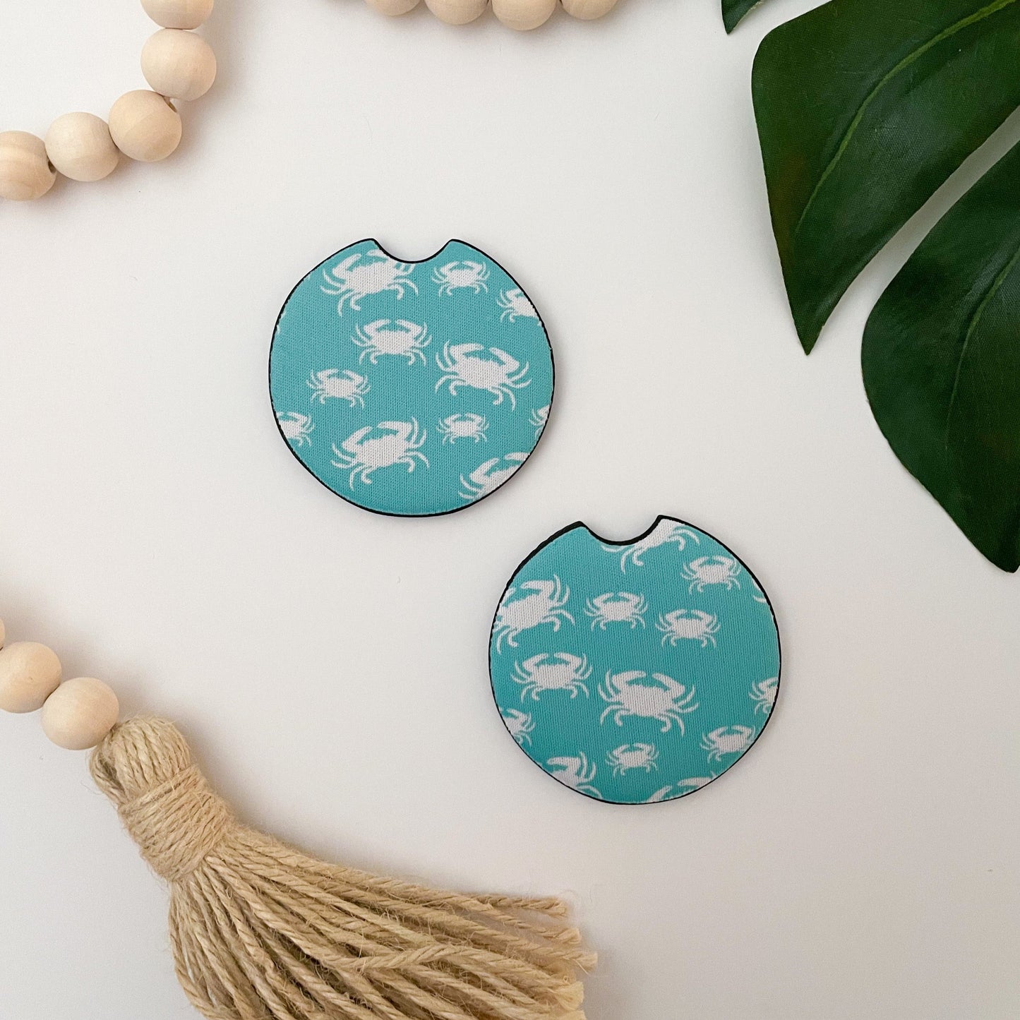 Turquoise Crab Car Coasters