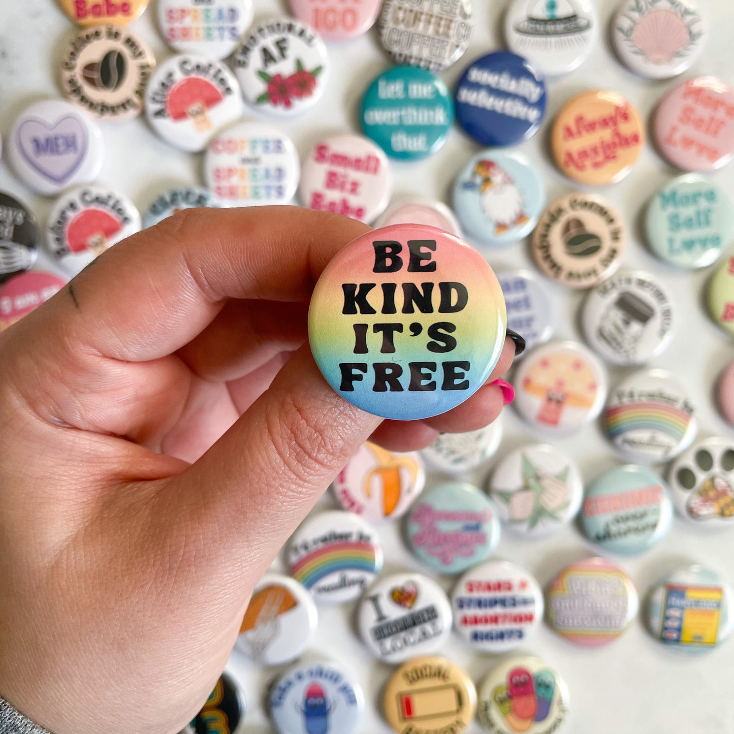 Be Kind It's Free Rainbow Button / Badge (Buy 4 Get 1 FREE)