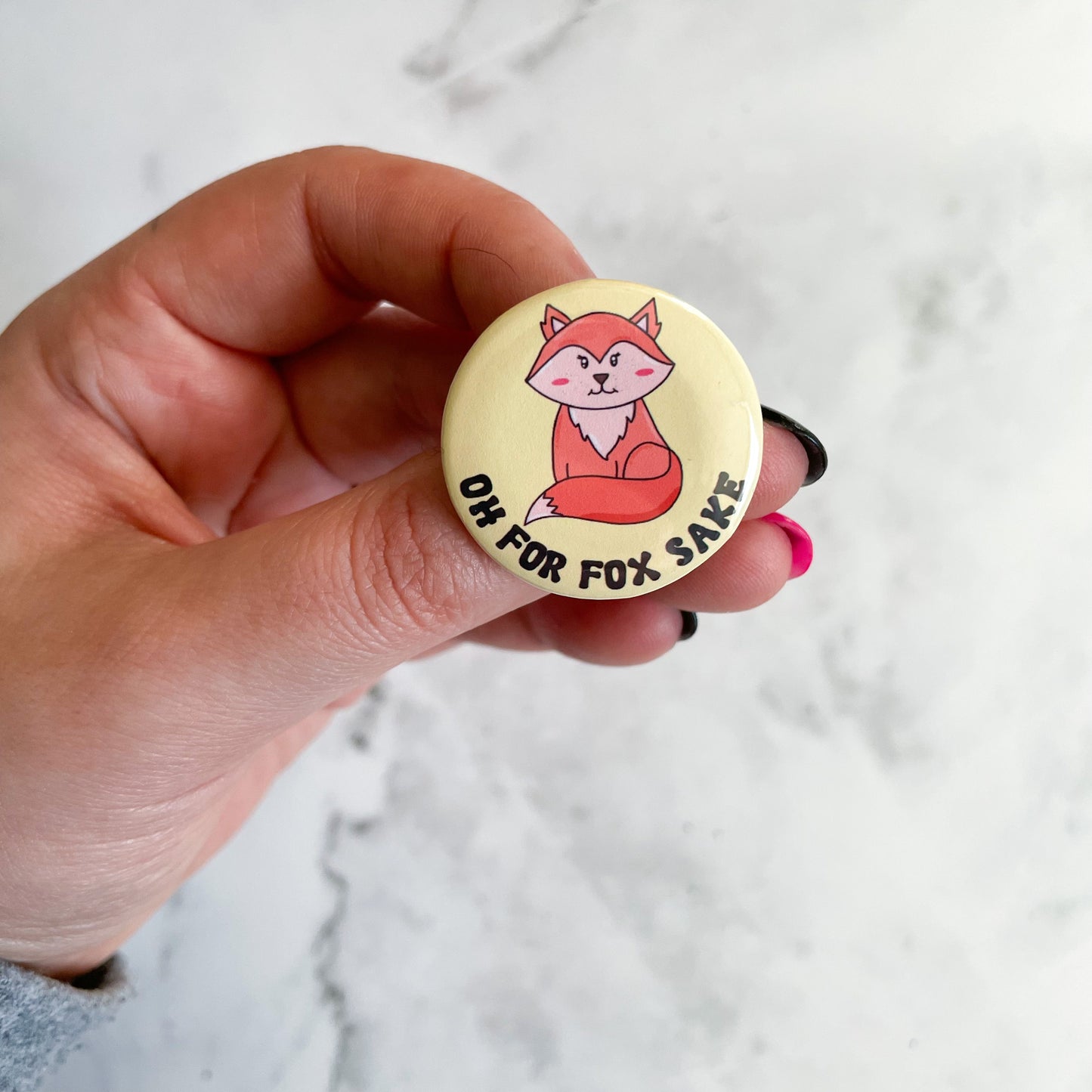 Oh For Fox Sake Pun Button / Badge (Buy 4 Get 1 FREE)