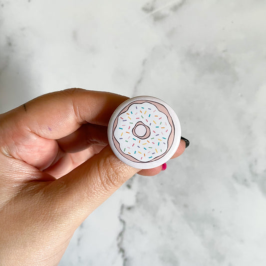 Vanilla Sprinkle Donut Button / Badge