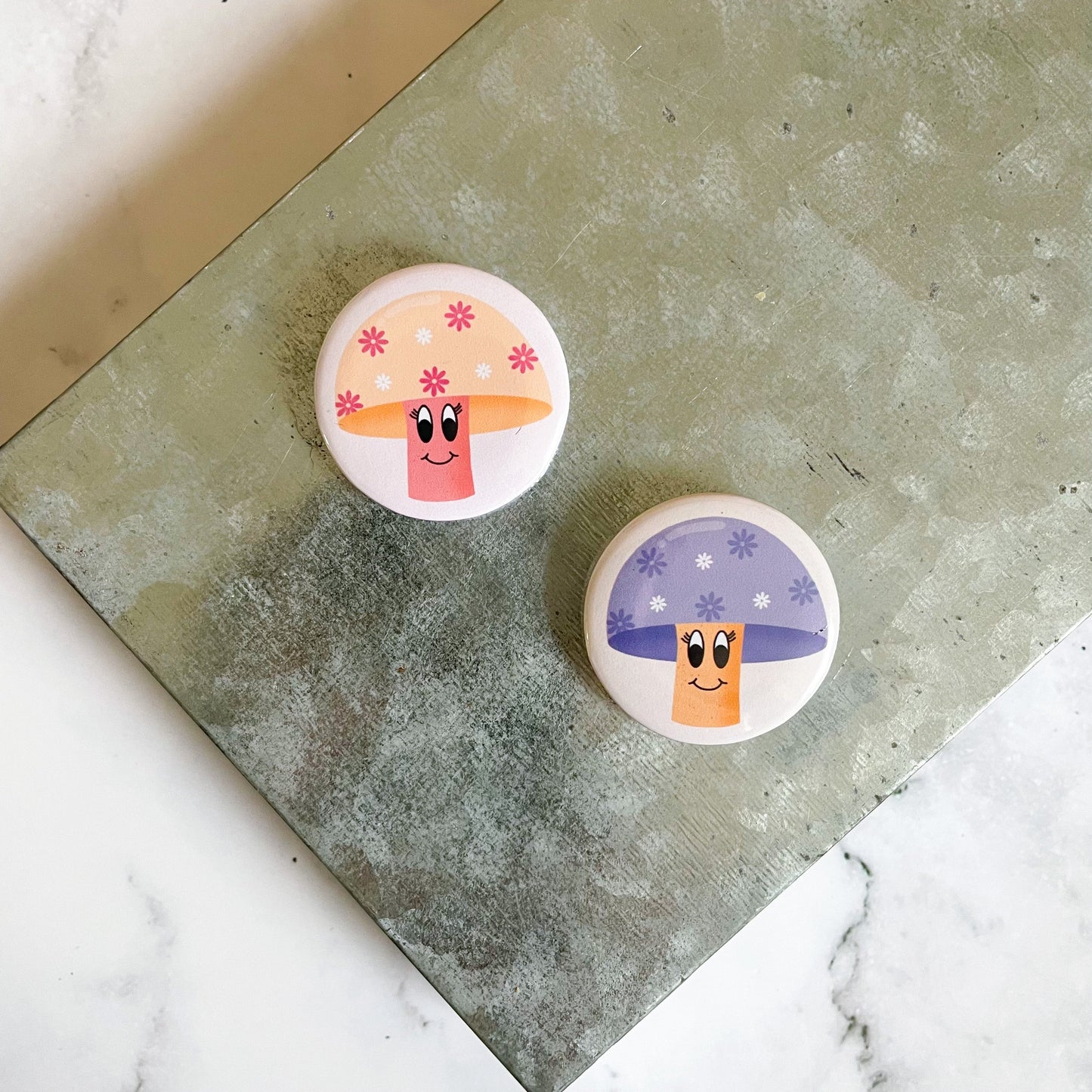 Happy Mushroom (Purple) Button / Badge (Buy 4 Get 1 FREE)