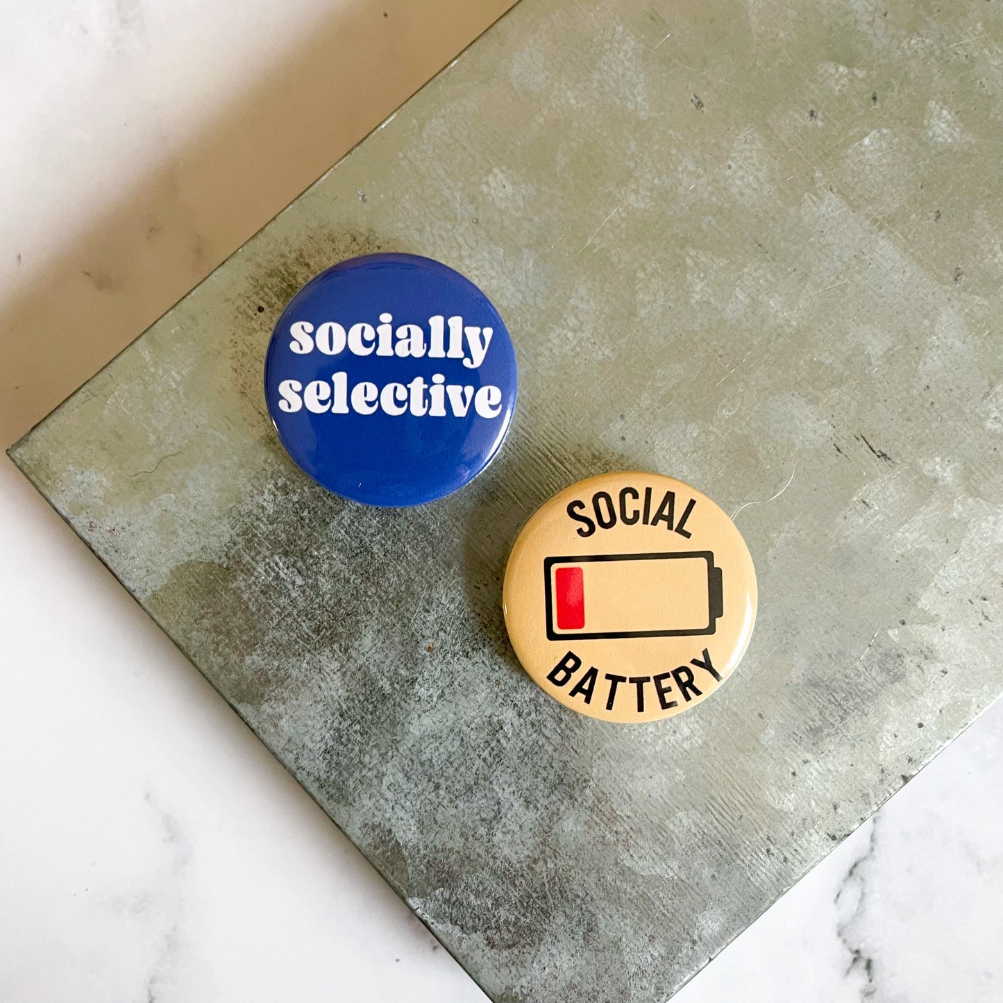 Social Battery Button / Badge (Buy 4 Get 1 FREE)