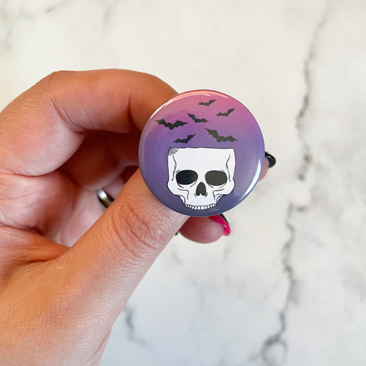 Skull and Bats Button / Badge