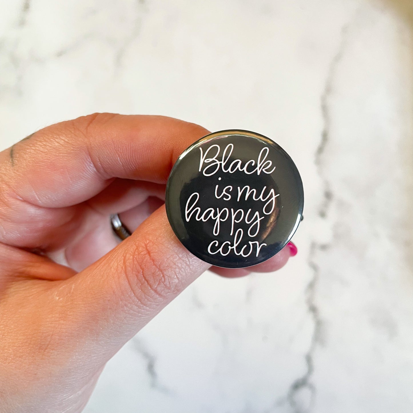 Black is my Happy Color Button / Badge (Buy 4 Get 1 FREE)