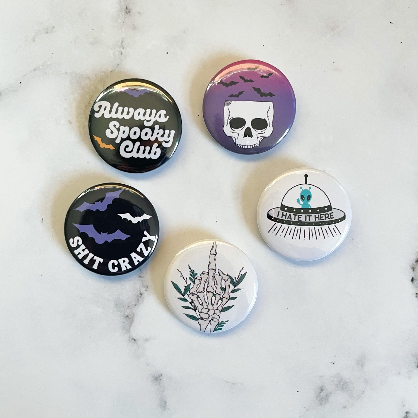 Bat Shit Crazy Button / Badge (Buy 4 Get 1 FREE)