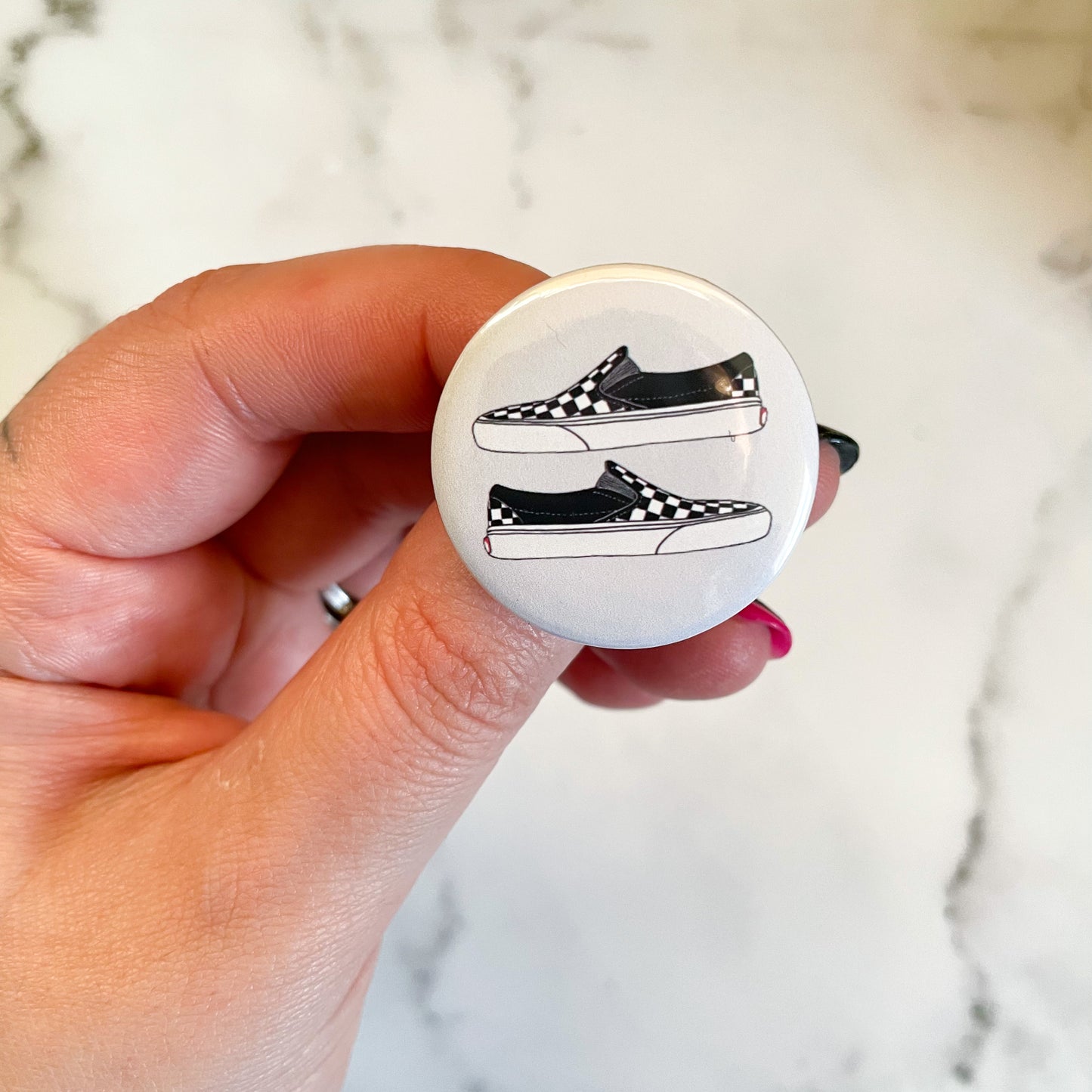 Checkered Vans Button / Badge (Buy 4 Get 1 FREE)