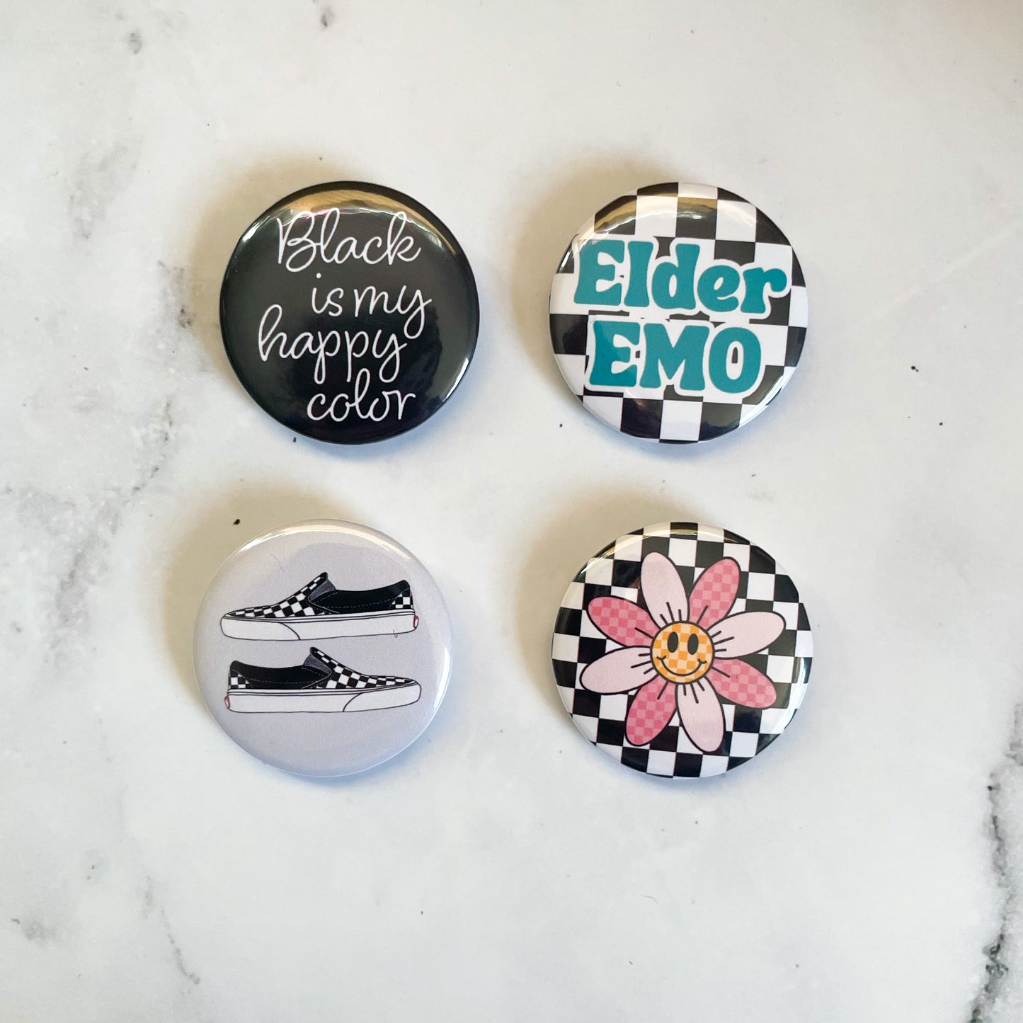 Checkered Vans Button / Badge (Buy 4 Get 1 FREE)