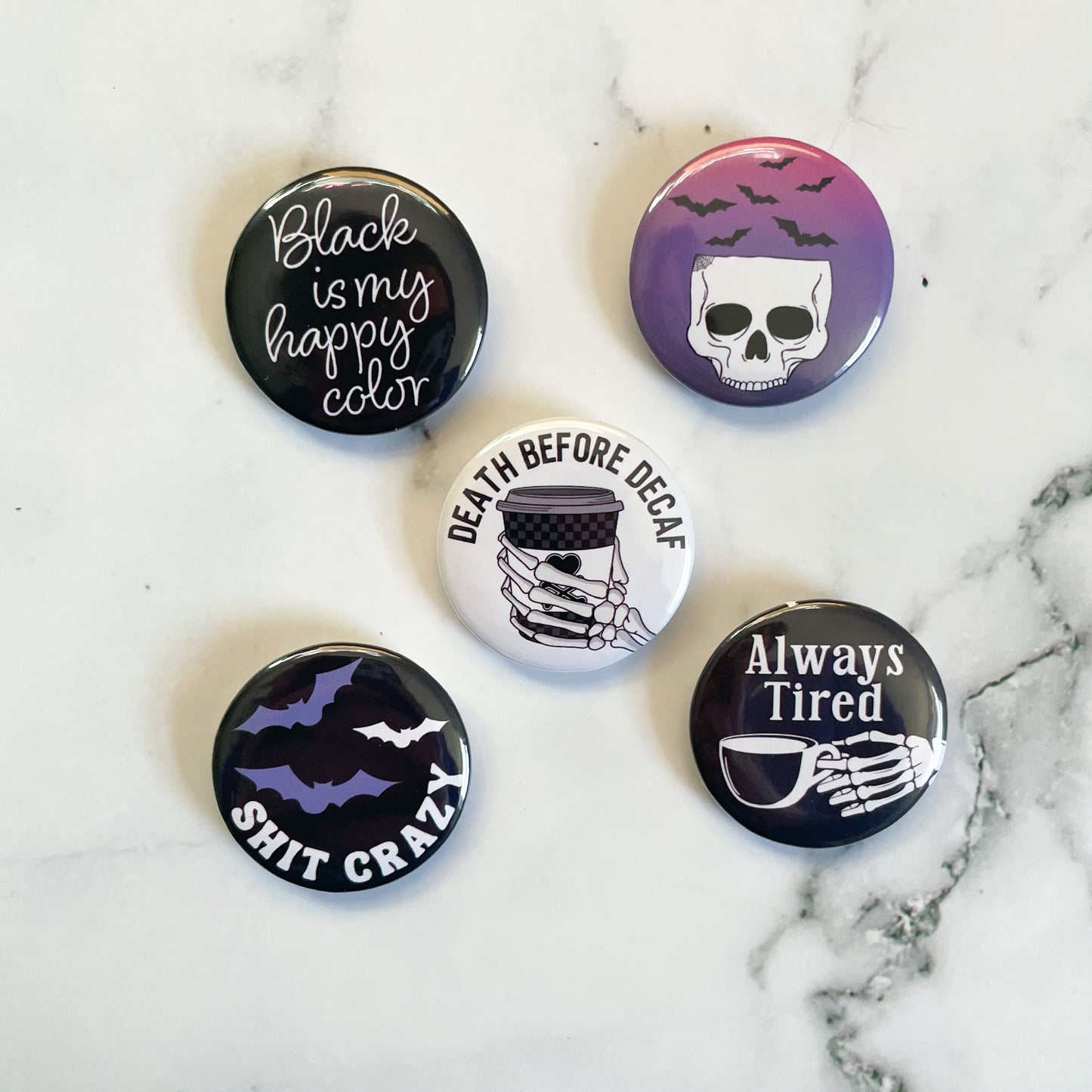 Skull and Bats Button / Badge (Buy 4 Get 1 FREE)