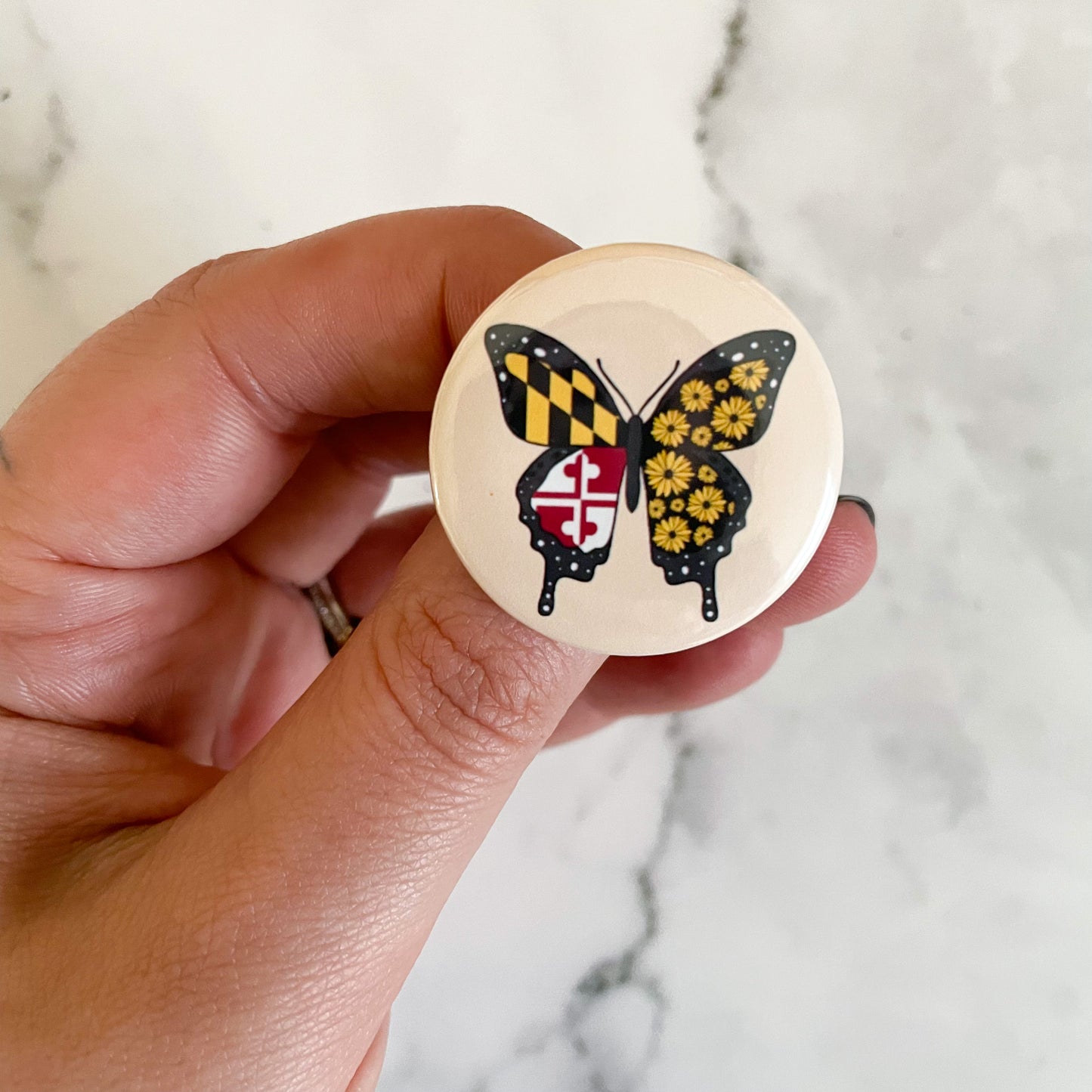 Maryland Butterfly Button / Badge (Buy 4 Get 1 FREE)