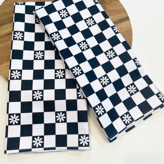 B&W Checkered Waffle Kitchen Dish Towel (*MISPRINT*)