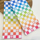 Rainbow Checkered Retro Waffle Kitchen Dish Towel