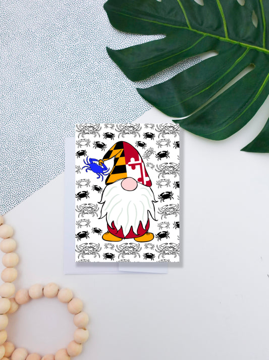 Maryland Gnome & Crabs Greeting Card