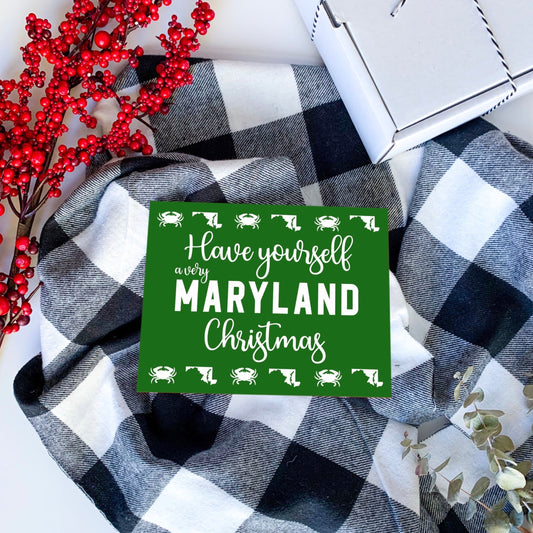 Green Maryland Christmas Holiday Card