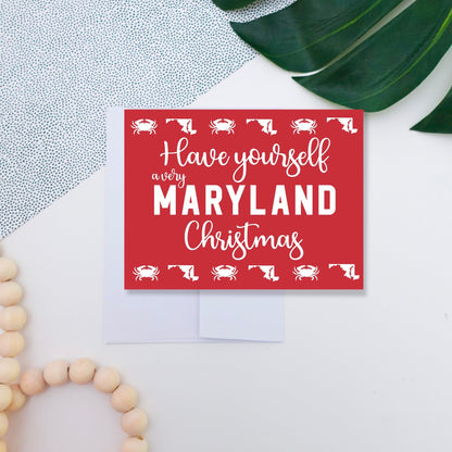 Red Maryland Christmas Holiday Card