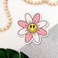 Smiley Retro Checkered Flower Sticker